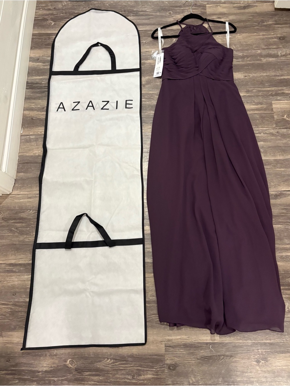 Azazie Ginger Plum Bridesmaid Dress 
Size 6 | NWT | Chiffon Halter Formal Gown - Picture 8 of 15